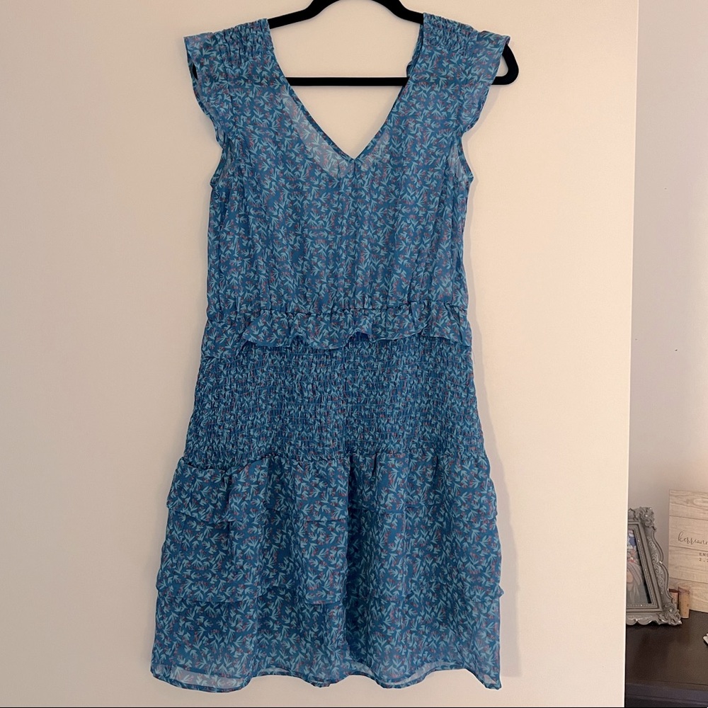 Vici Smocked Waist Floral Sundress with V-Neck Tie Back